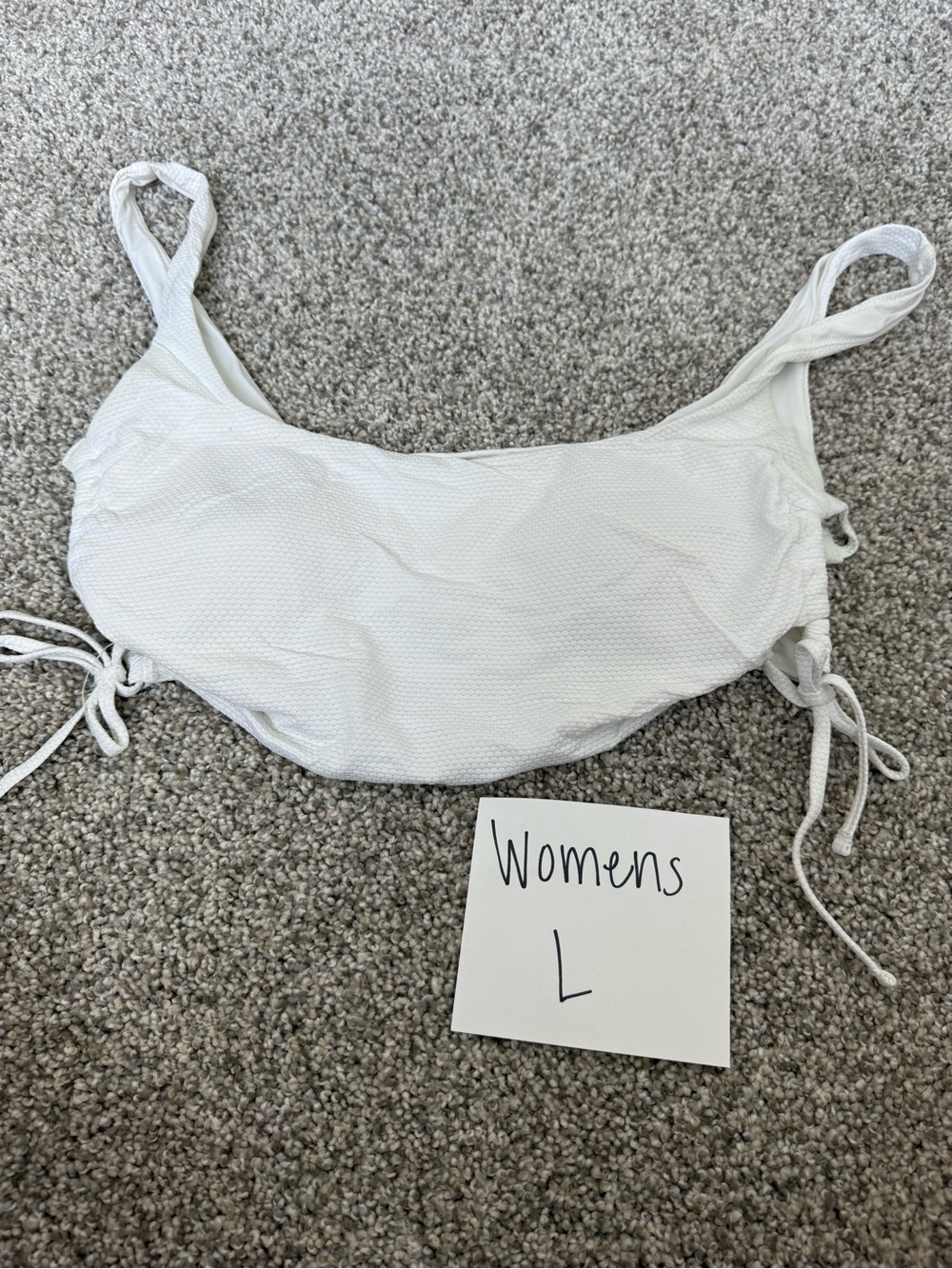 aerie White Textured Bikini Top